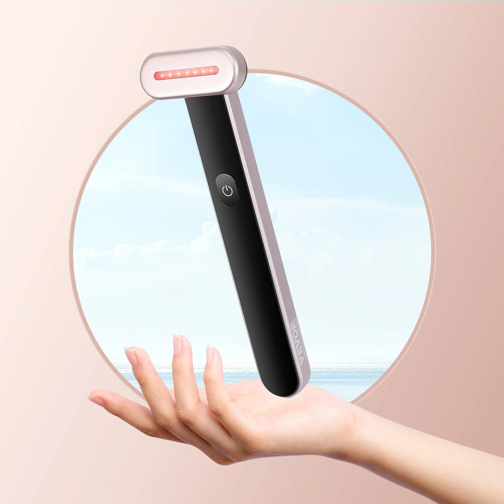 VEVOR Red Light Therapy Wand for Face and Neck, 3-In-1 LED Facial Wand Red Light Therapy Device with Heating Therapy| Vibrating Facial Massage, Portable LED Beauty Wand