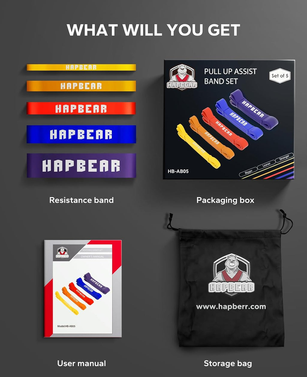 Pull up Assistance Bands Set of 5 - Resistance Bands for Working Out, Stretching, Physical Therapy, Muscle Training