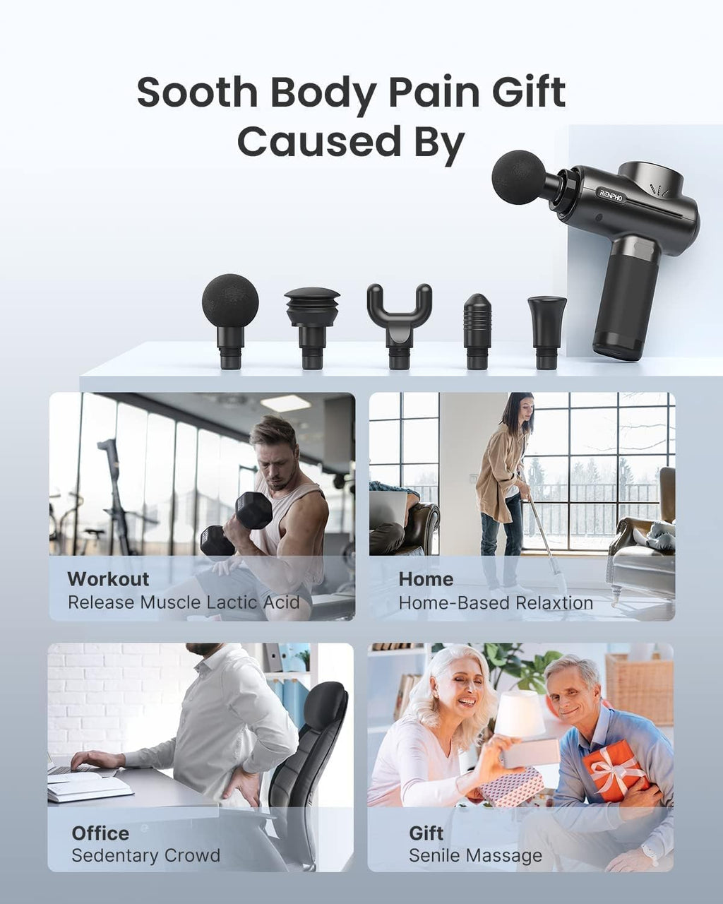 Massage Gun Deep Tissue, Portable Percussion Massager for Back and Neck, Gifts for Men Women, Handheld Device with Carry Case, Active